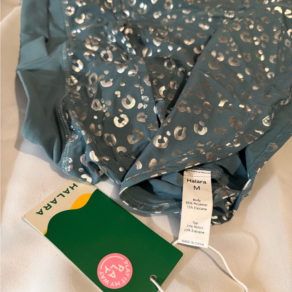 HALARA Teal Leopard Print Shorts